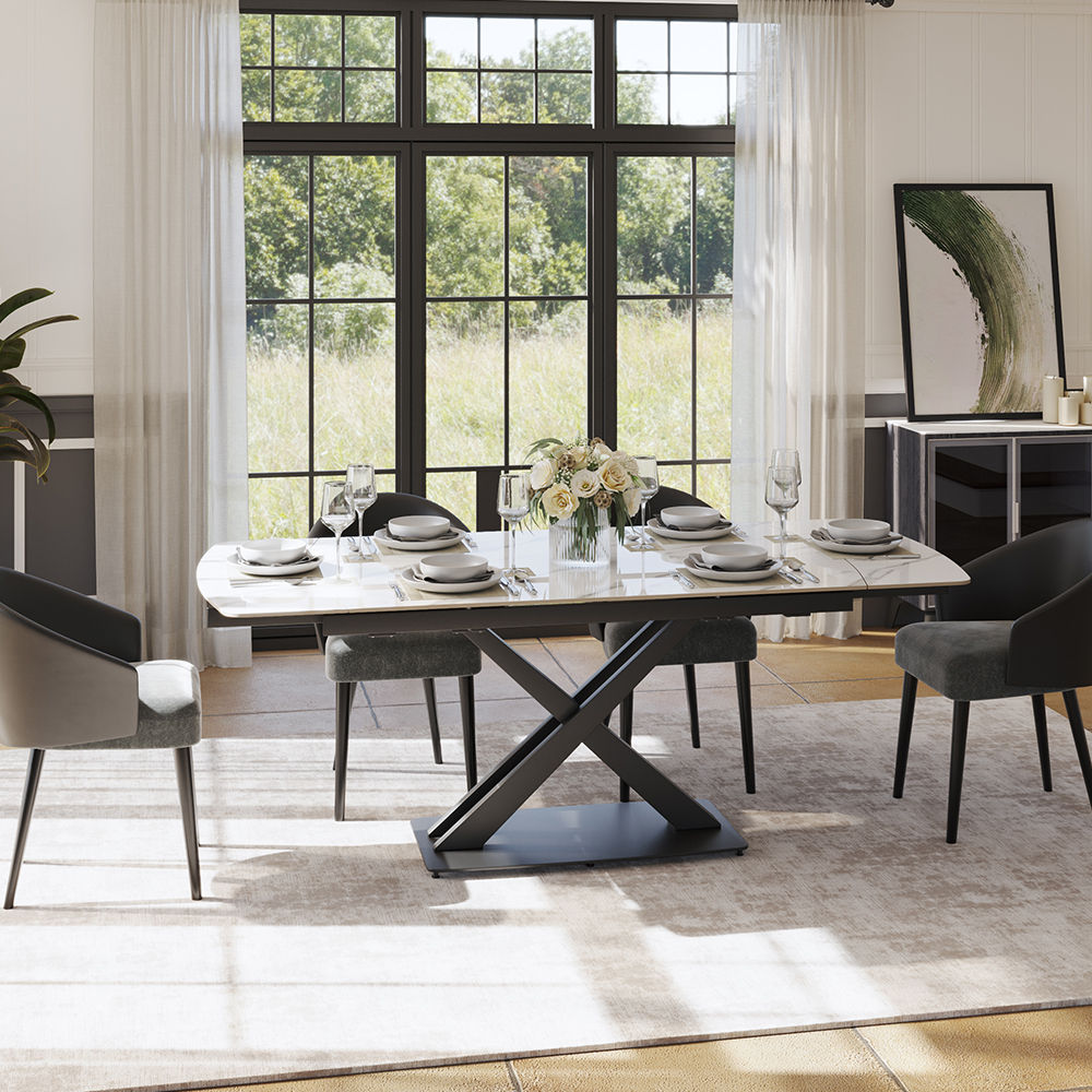 Modern Luxury White Glossy Sintered Stone Dining Tables