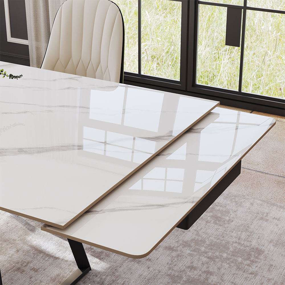 Sintered Stone White Glossy Sintered Stone Dining Tables