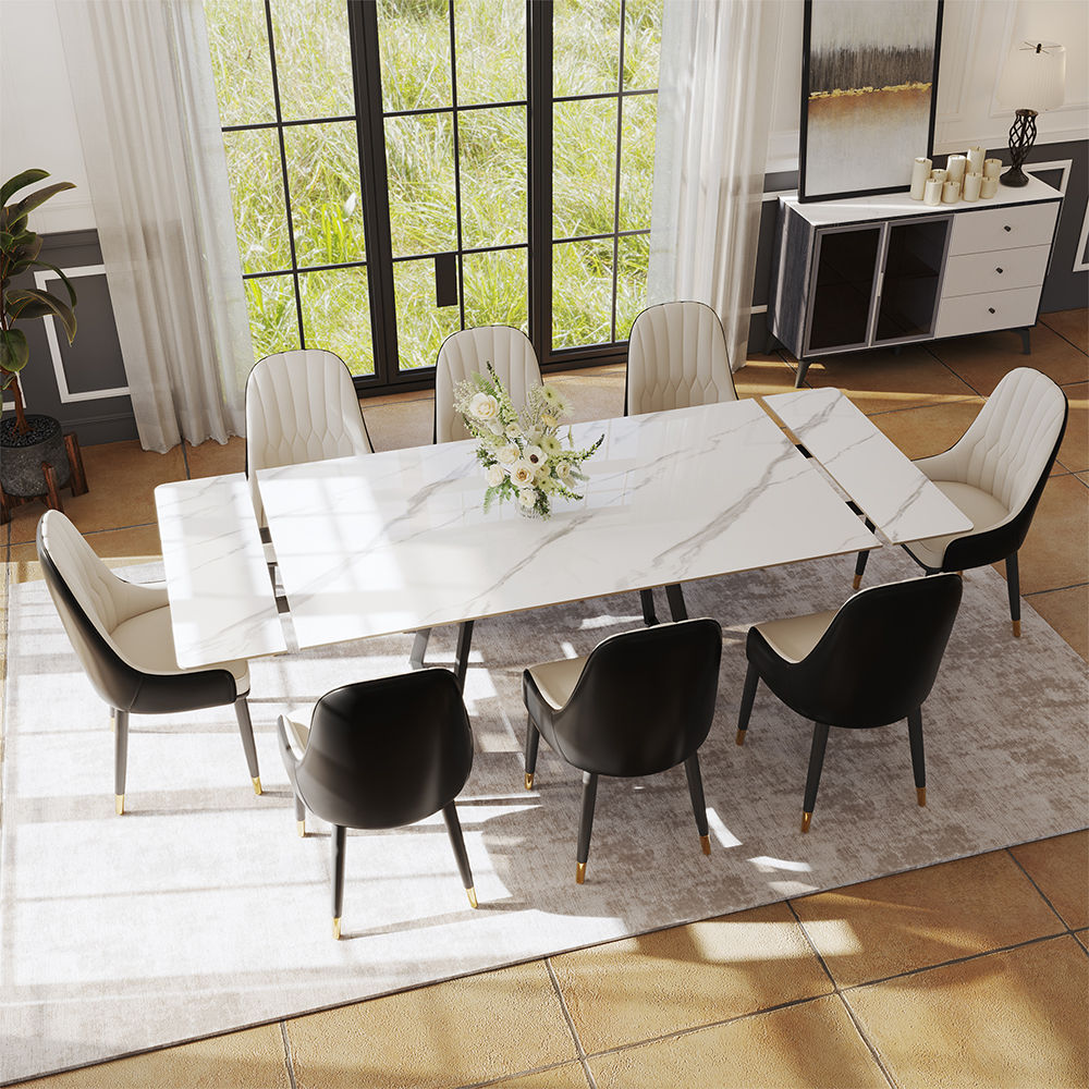 Modern White Glossy Sintered Stone Dining Tables