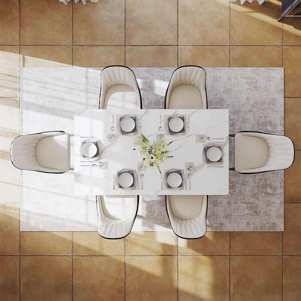 Extendable White Glossy Sintered Stone Dining Tables