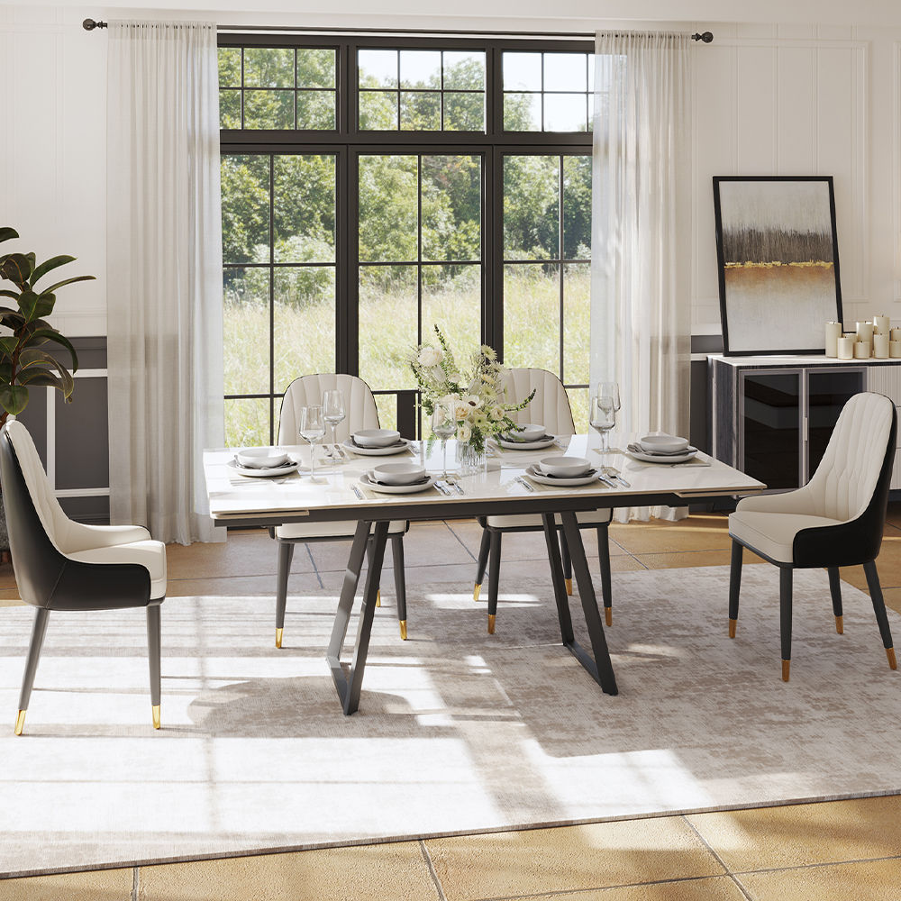 Modern Luxury White Glossy Sintered Stone Dining Tables