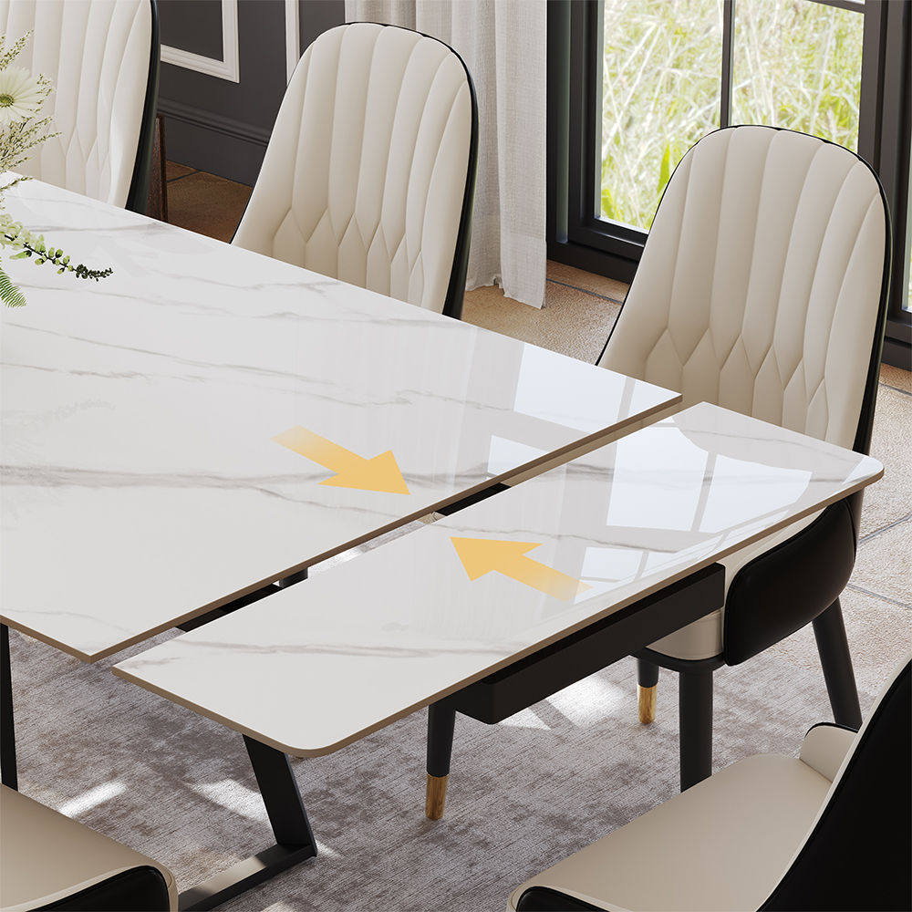 Modern White Glossy Sintered Stone Dining Tables