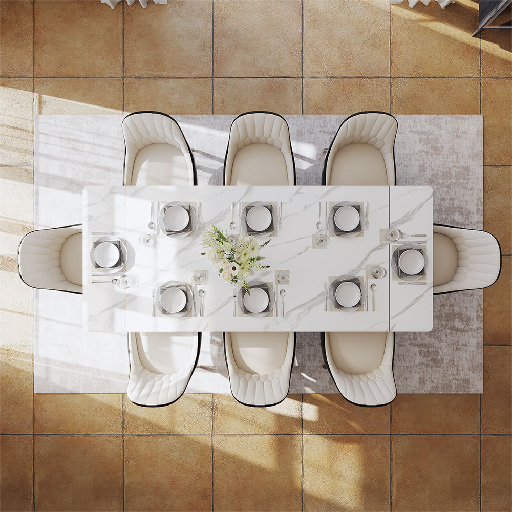 Modern White Glossy Sintered Stone Dining Tables