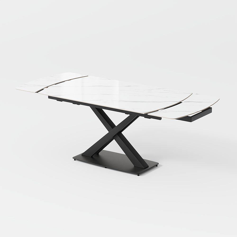 Rectangular White Glossy Sintered Stone Dining Tables