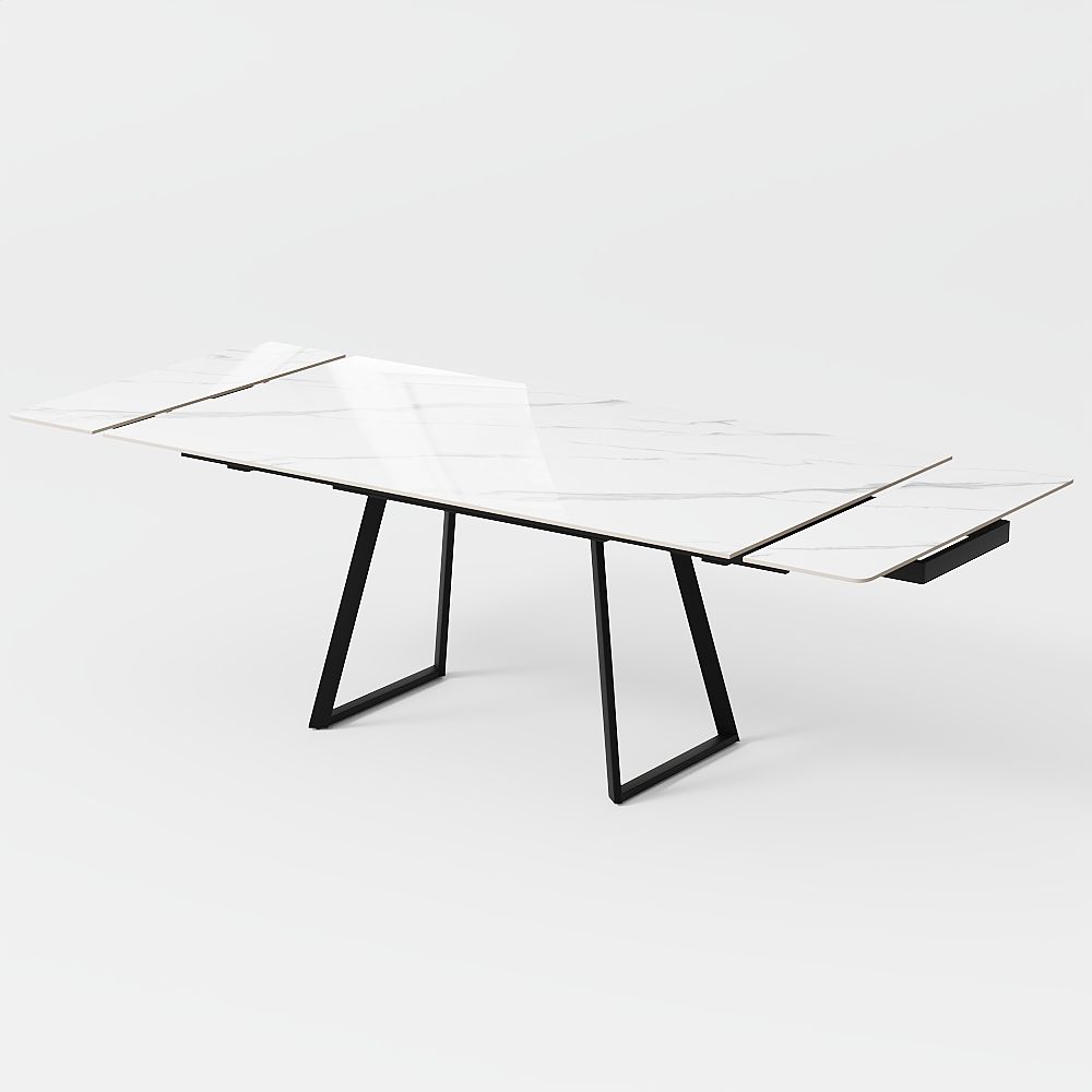 Rectangular White Glossy Sintered Stone Dining Tables