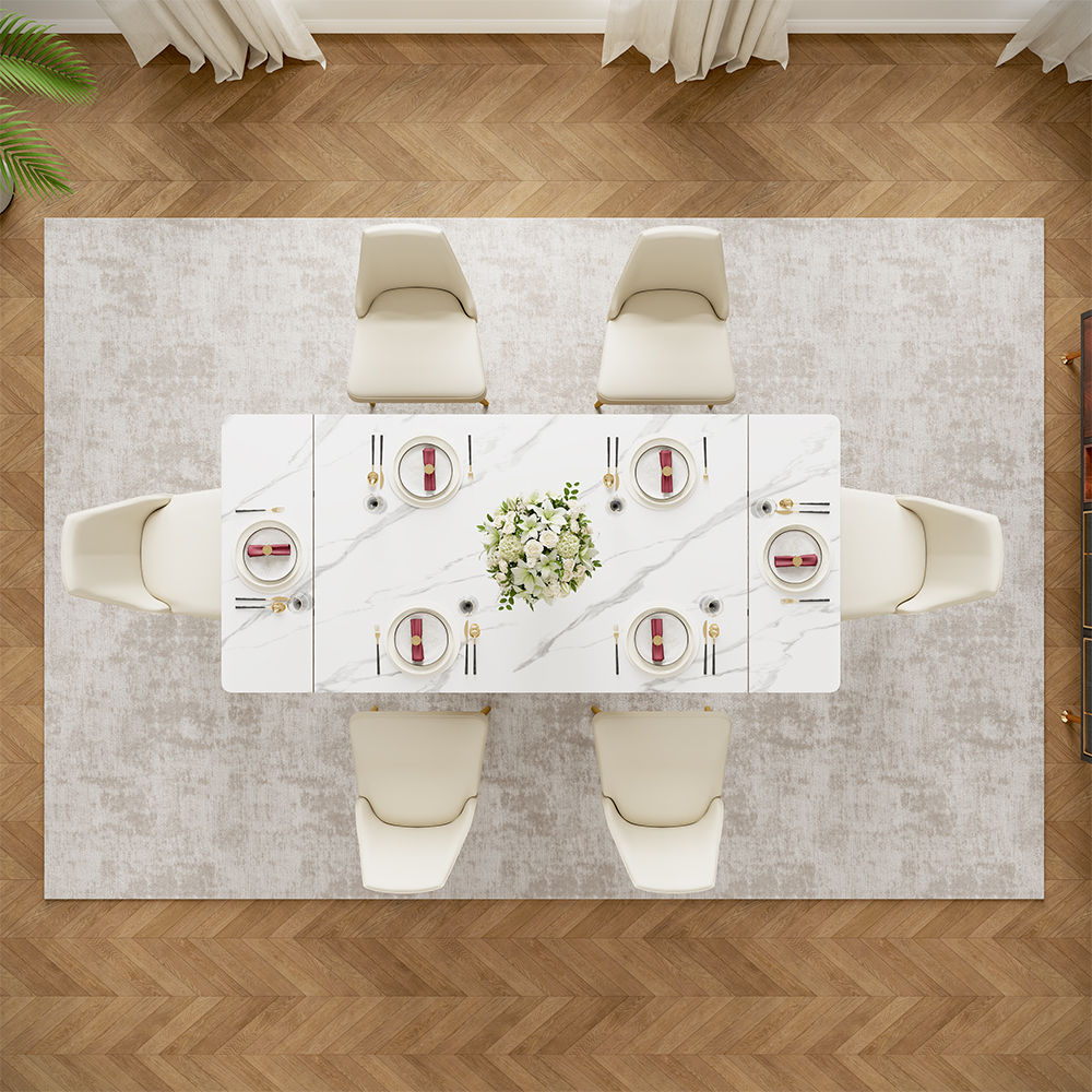 Modern White Glossy Sintered Stone Dining Tables