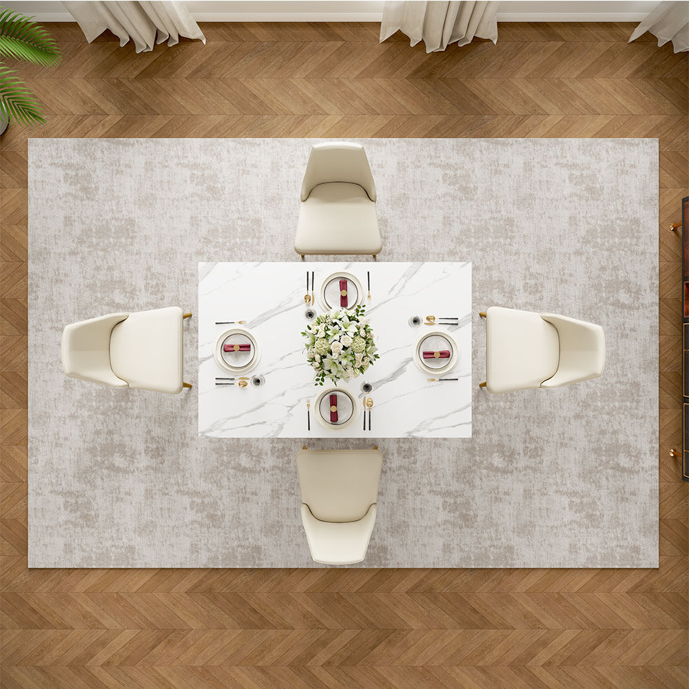Extendable White Glossy Sintered Stone Dining Tables