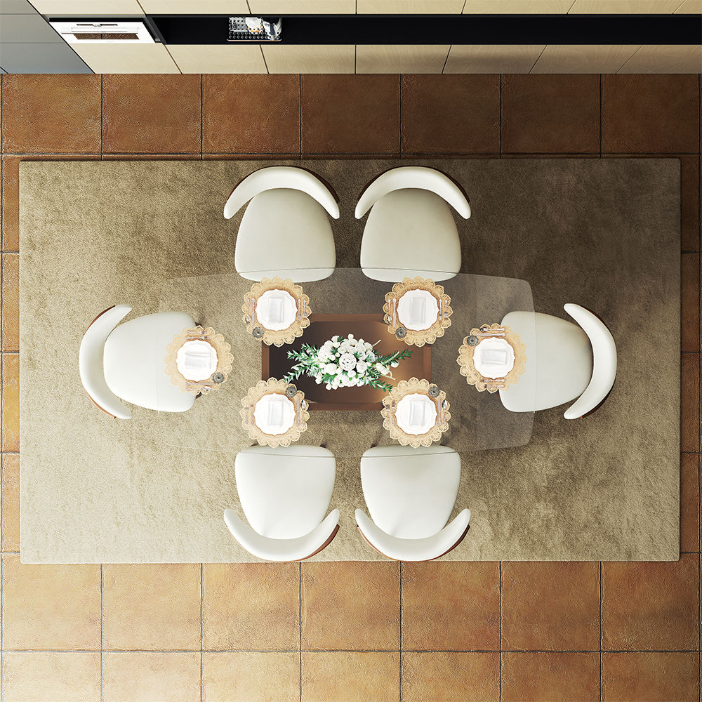 Rectangular Transparent & Bronze Tempered Glass Dining Tables