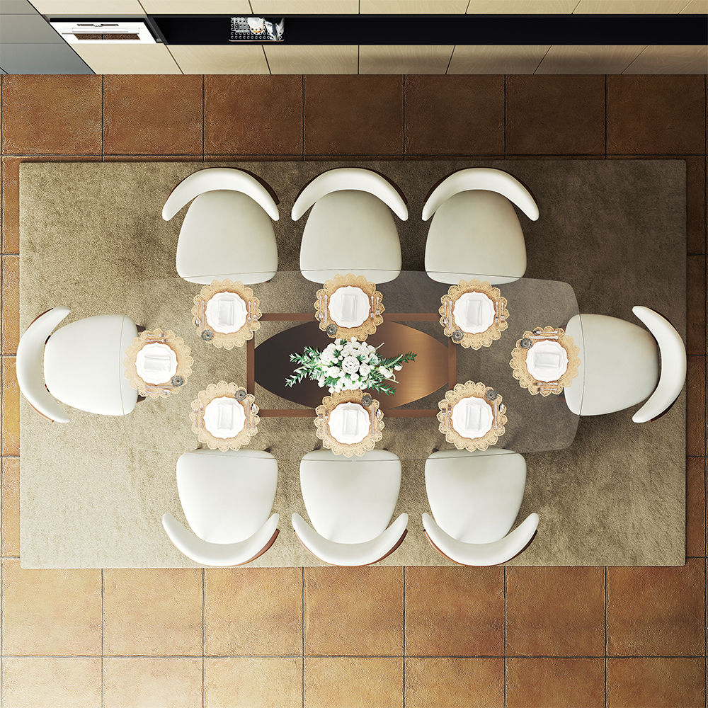 Partly Assemble Transparent & Bronze Tempered Glass Dining Tables