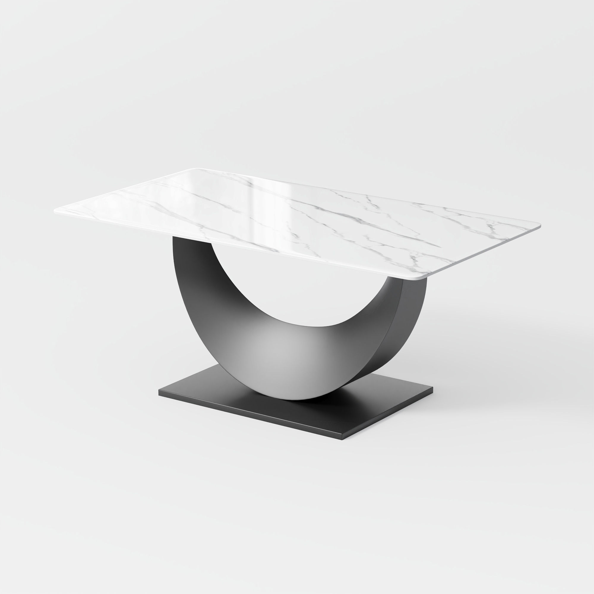Sintered Stone White & Silver Glossy Sintered Stone Dining Tables