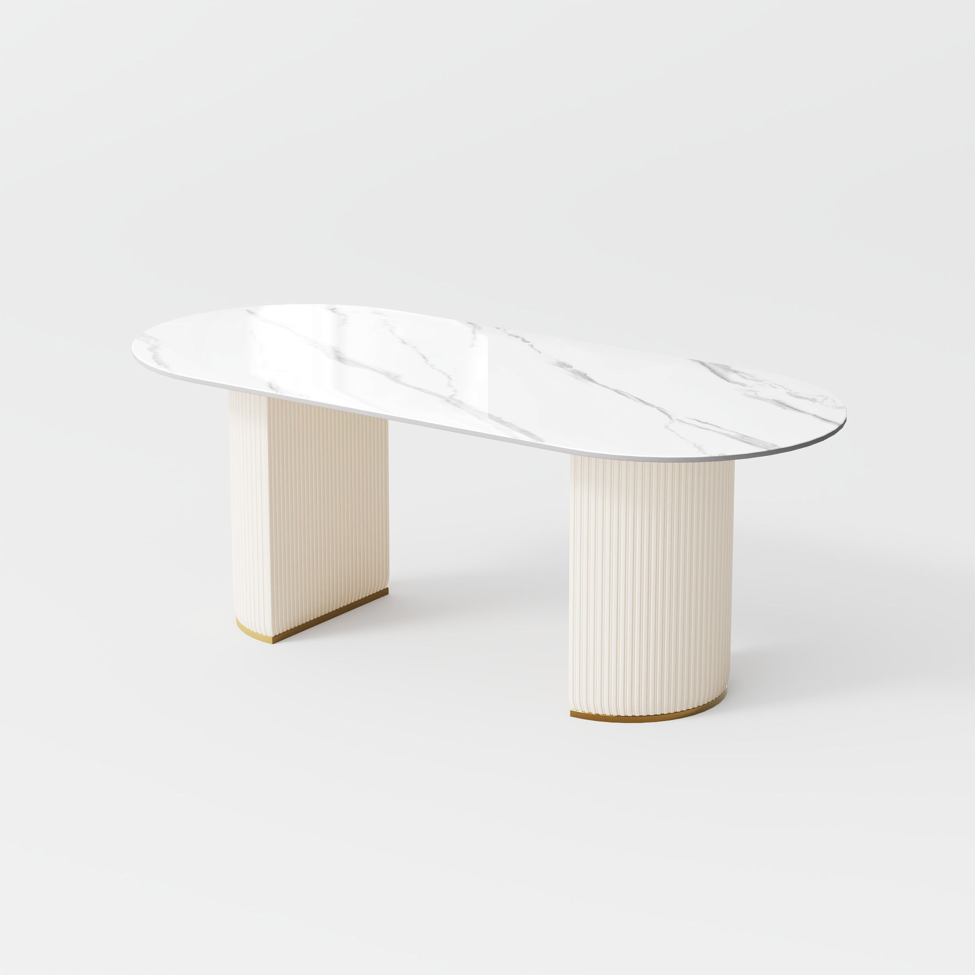 Modern White Glossy Sintered Stone Dining Tables
