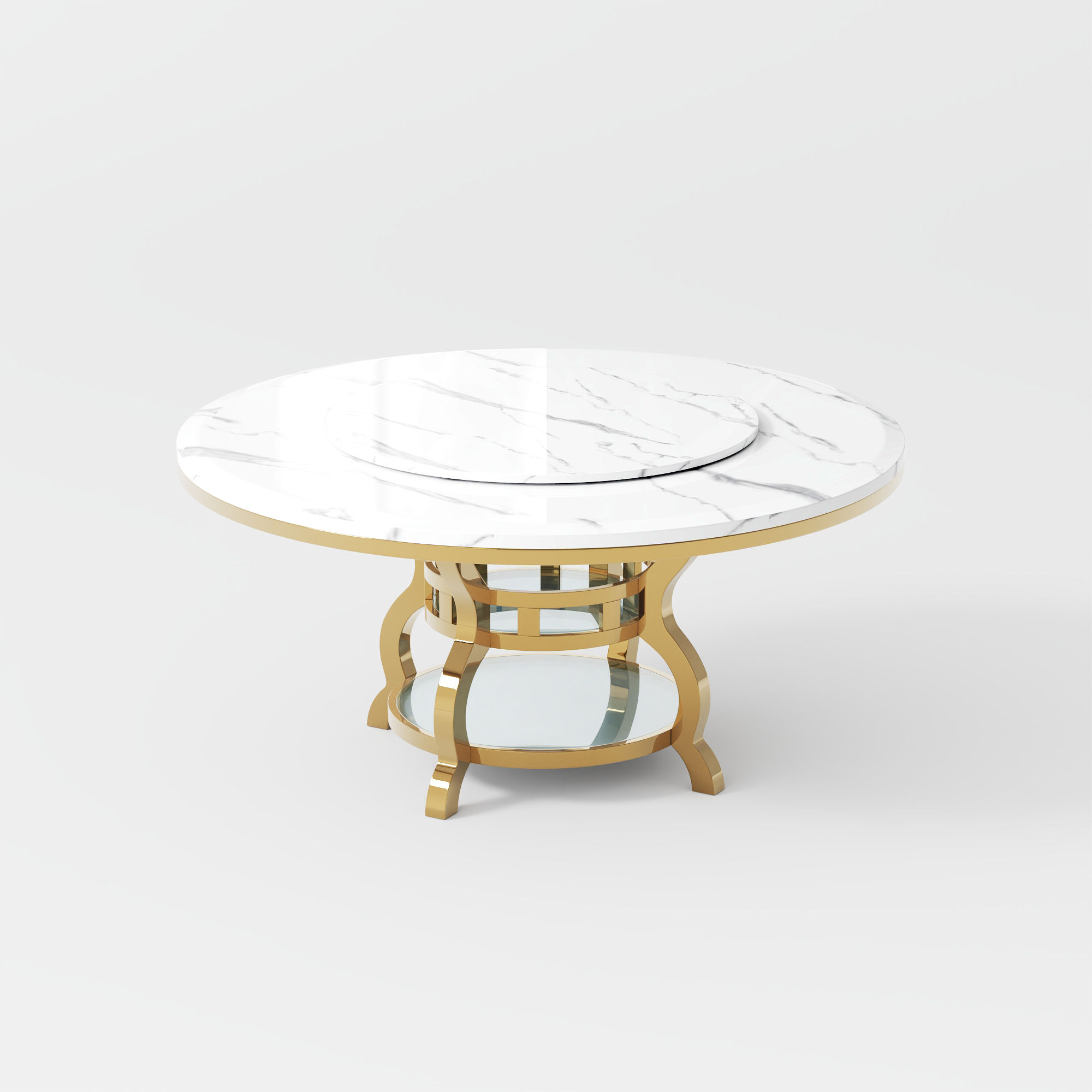 Metal Base White Faux Marble Dining Tables