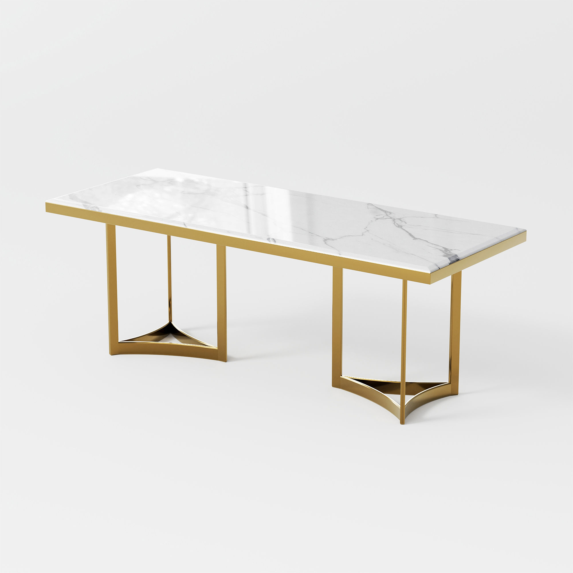 Rectangular White Faux Marble Dining Tables