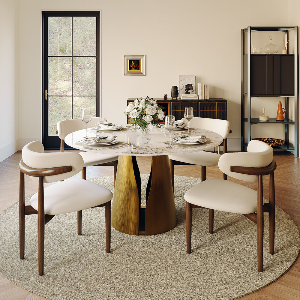 with Lazy Susan Pandora & Bronze Sintered Stone Dining Tables