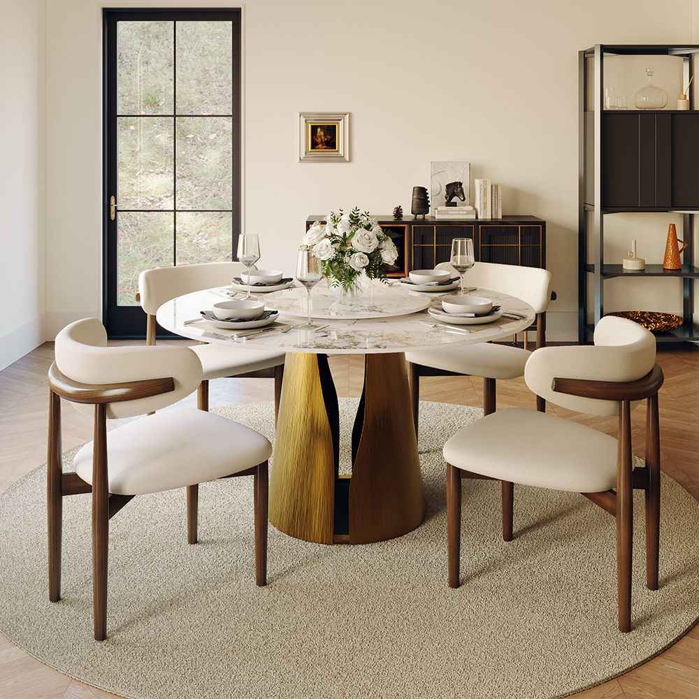 without Lazy Susan Pandora & Bronze Sintered Stone Dining Tables