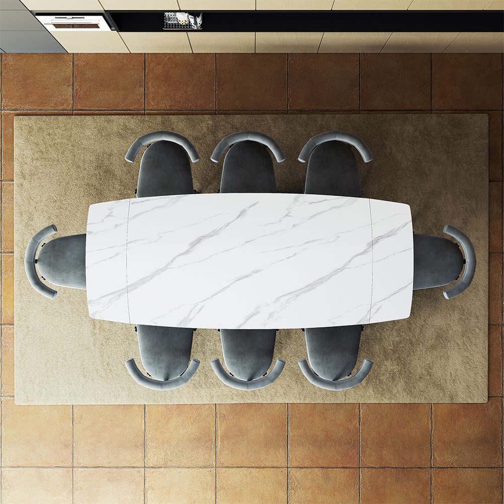 for 6 Glossy White Sintered Stone Dining Tables
