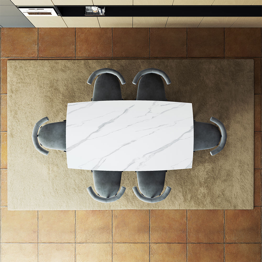 Rectangular Glossy White Sintered Stone Dining Tables