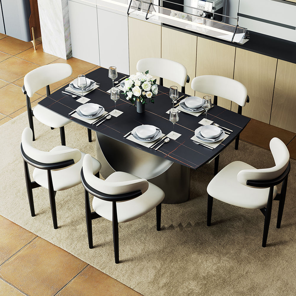 Rectangular Matte Black Sintered Stone Dining Tables