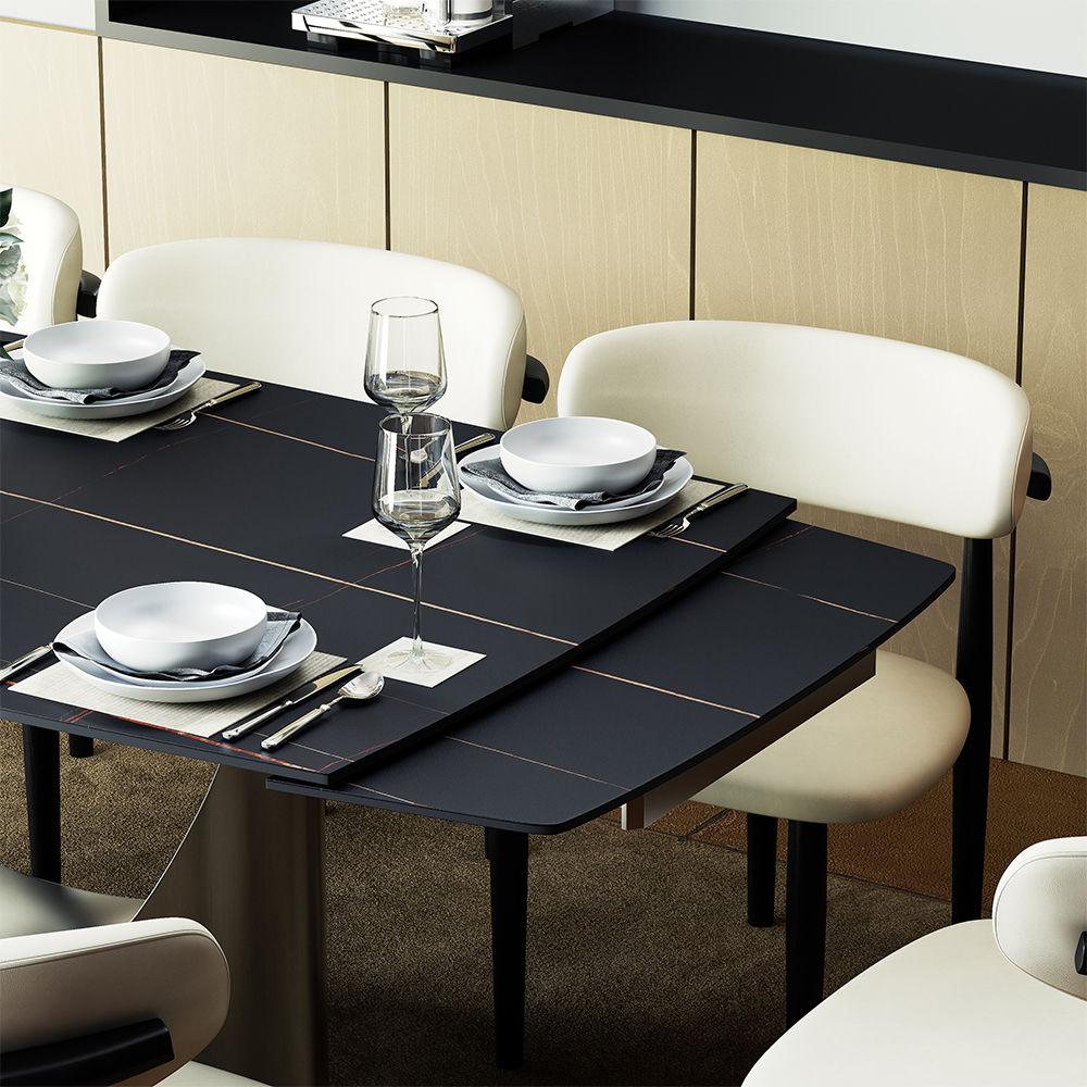 Rectangular Matte Black Sintered Stone Dining Tables