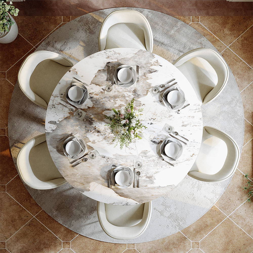 Modern Minimalist Pandora Glossy Sintered Stone Dining Tables