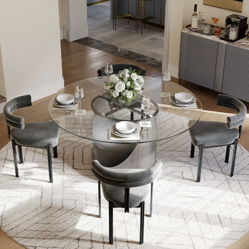 Clear Tempered Glass Dining Tables