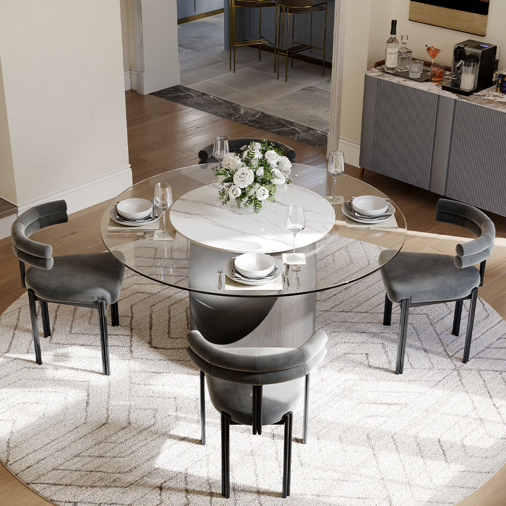 Clear Tempered Glass Dining Tables