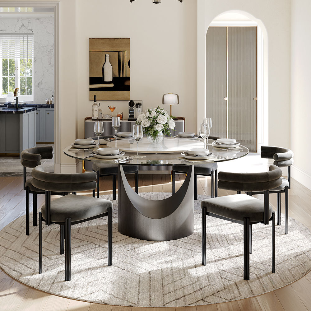 SMILE Clear & Gray Tempered Glass Dining Tables