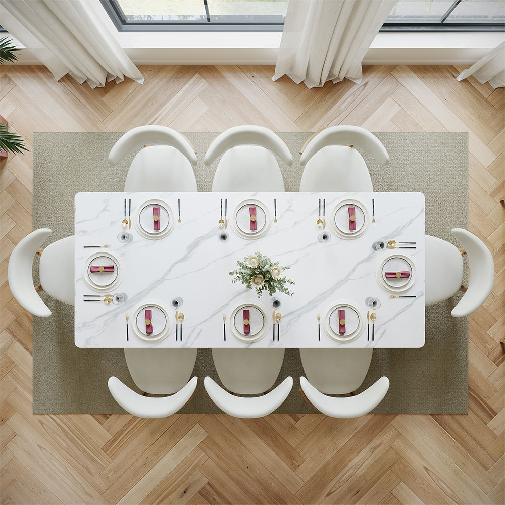 SMILE White Glossy Sintered Stone Dining Tables