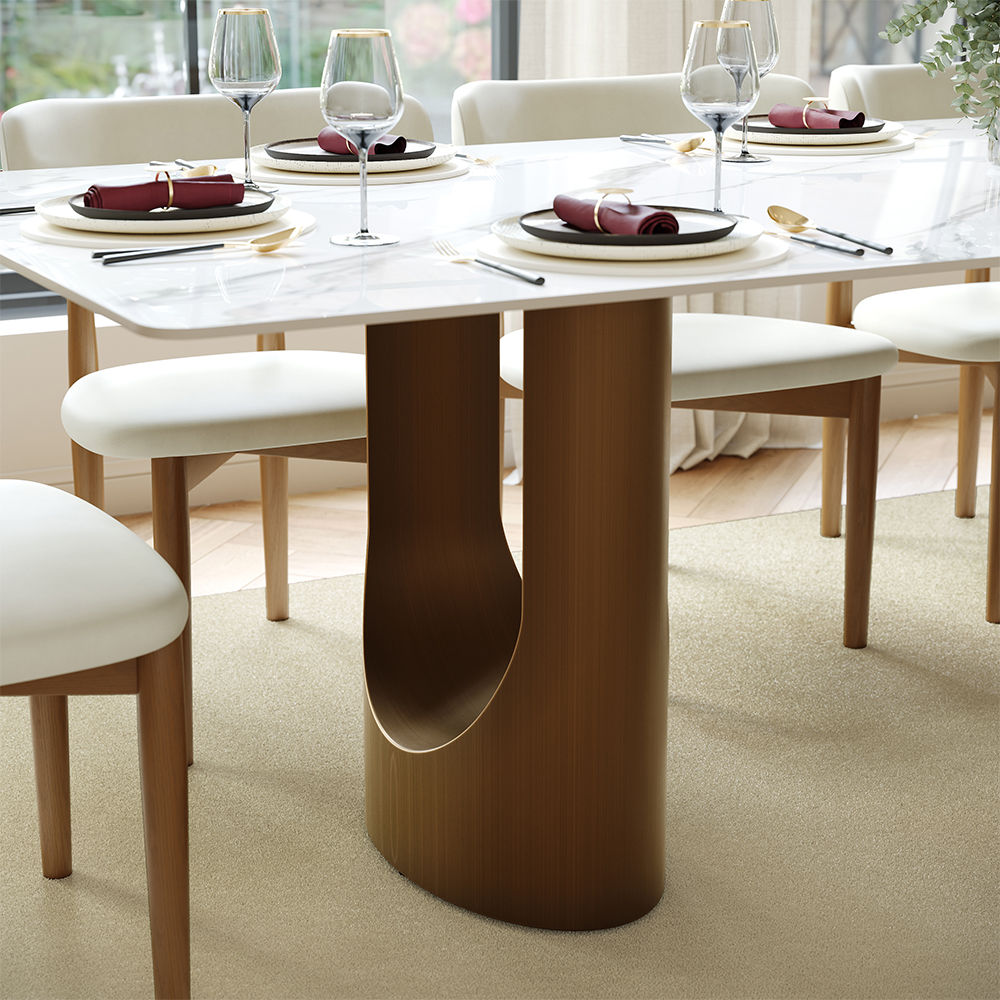 SMILE White Glossy Sintered Stone Dining Tables