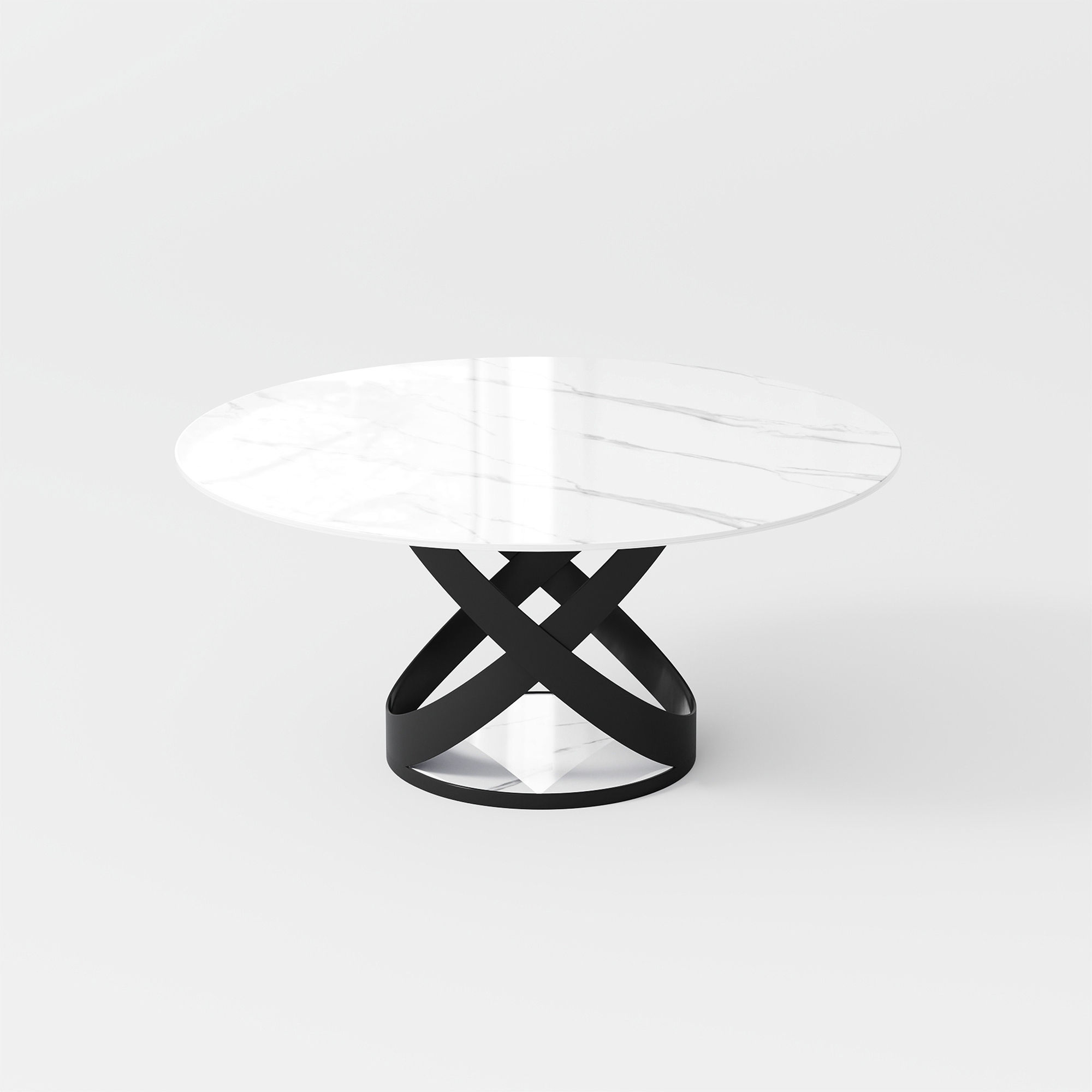 Sintered Stone White & Black Glossy Sintered Stone Dining Tables
