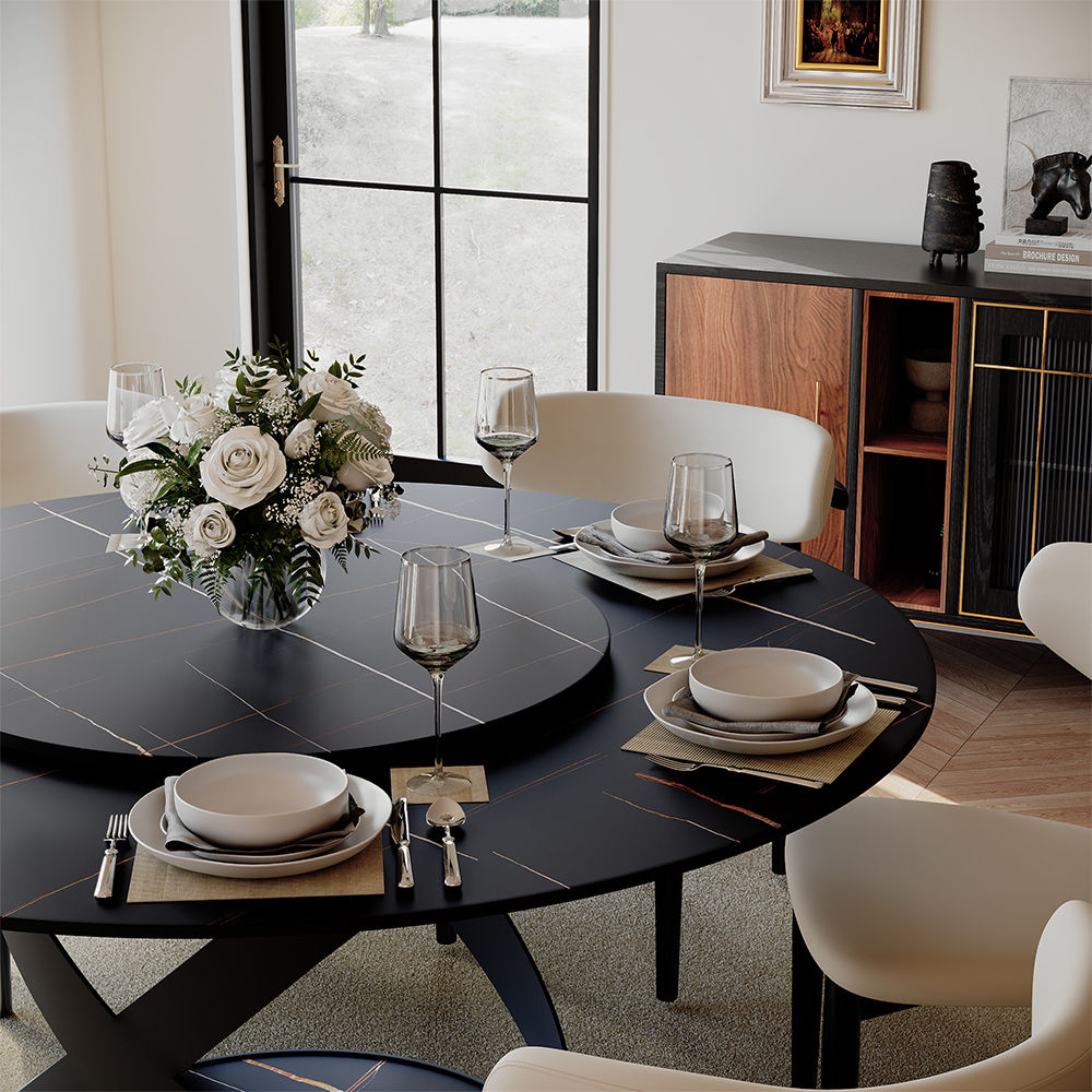 Modern Black Matte Sintered Stone Dining Tables