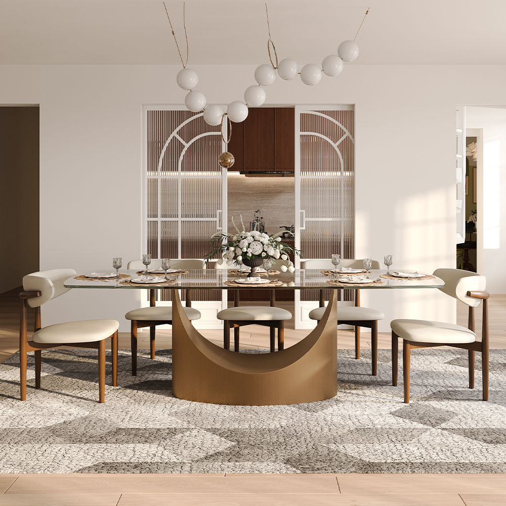 Modern Luxury Transparent & Bronze Tempered Glass Dining Tables