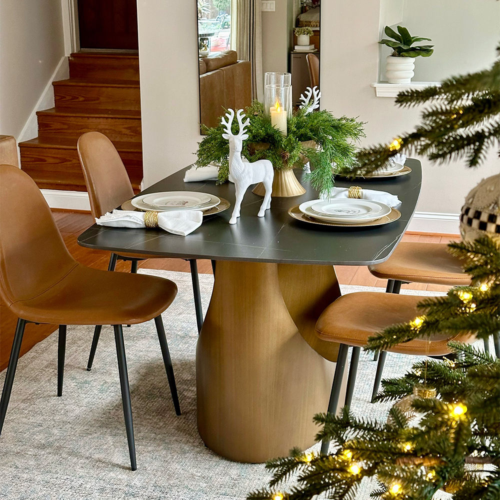 SMILE Matte Black Sintered Stone Dining Tables
