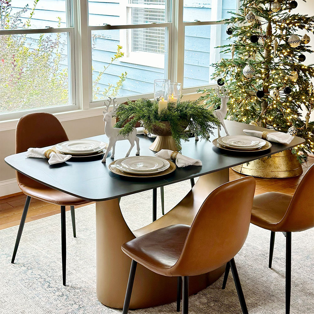 Extendable Matte Black Sintered Stone Dining Tables