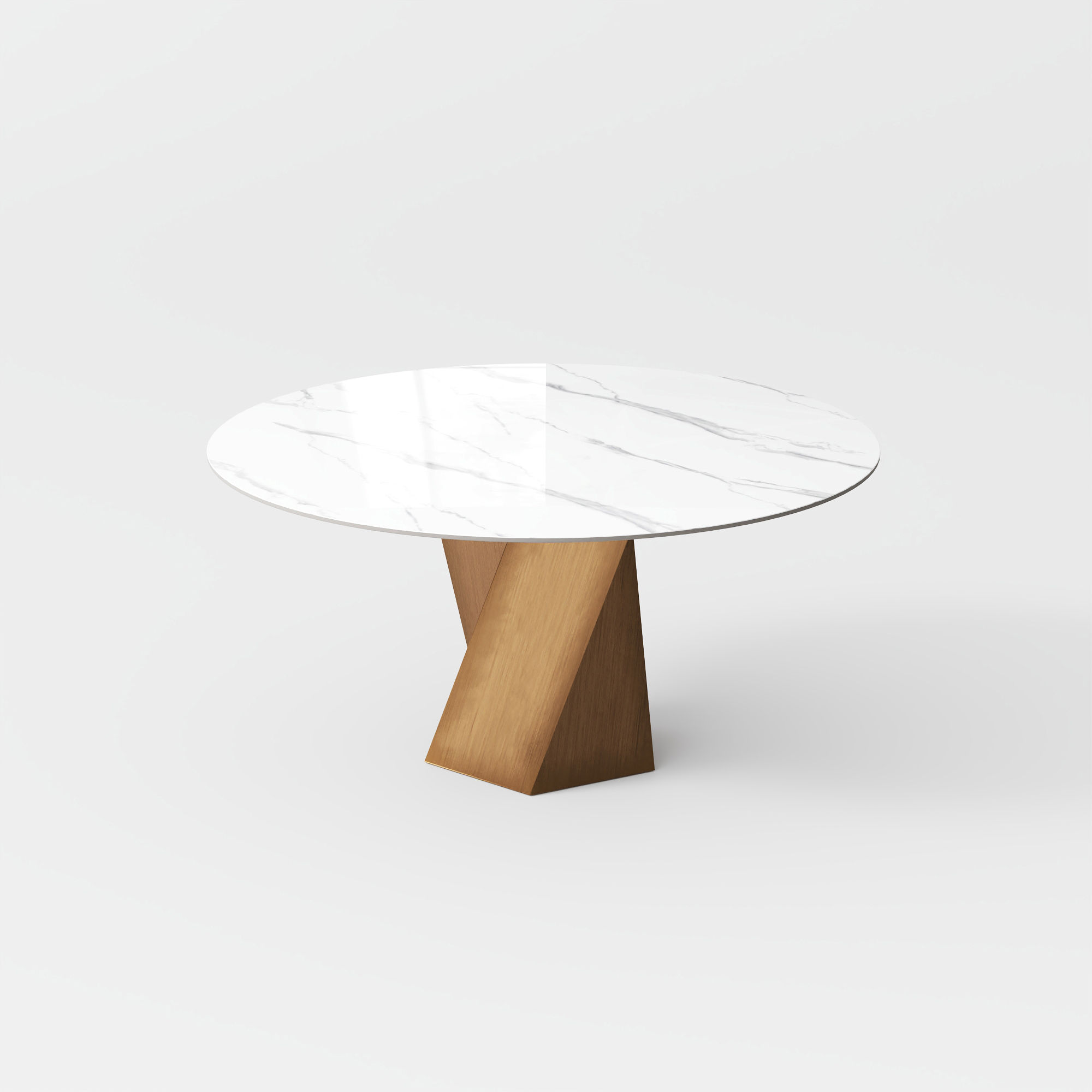 Modern White & Bronze Glossy Sintered Stone Dining Tables