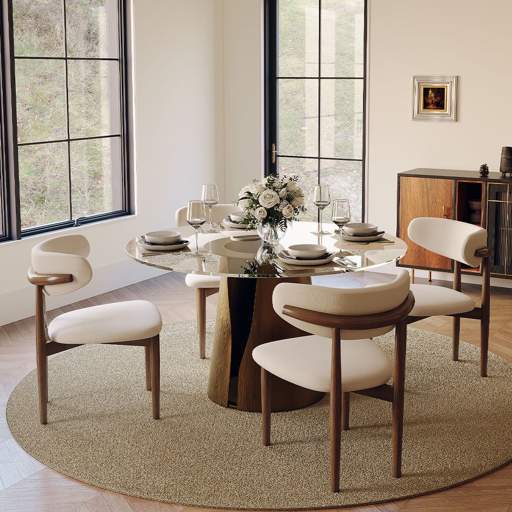 Transparent & Bronze Stainless Steel & Glass Dining Tables