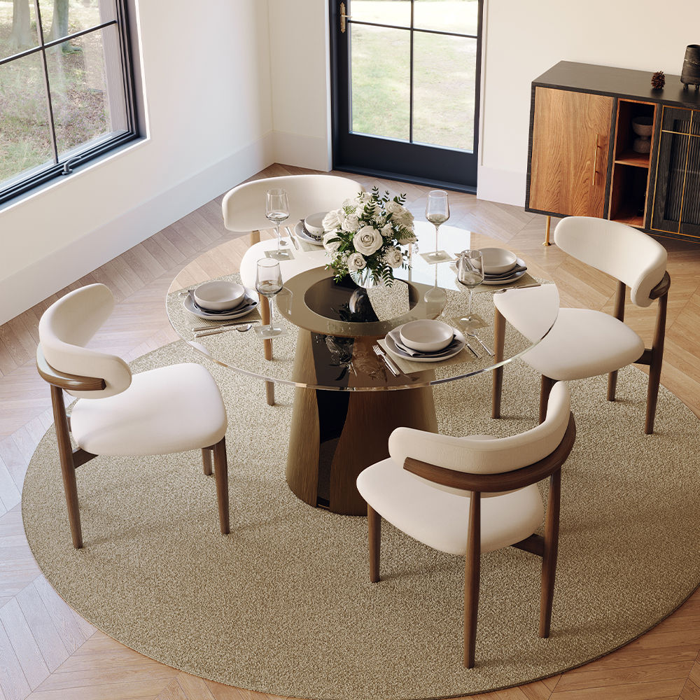 Transparent & Bronze Stainless Steel & Glass Dining Tables