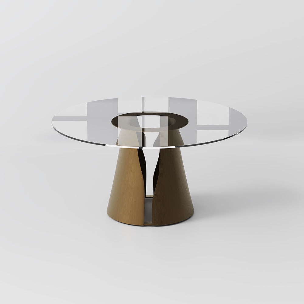 Sintered Stone Transparent & Bronze Stainless Steel & Glass Dining Tables