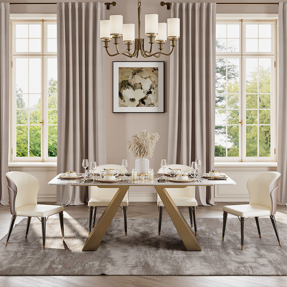 Rectangular Pandora Glossy Sintered Stone Dining Tables