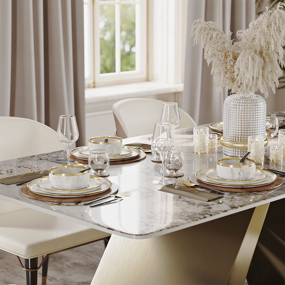 for 6 Pandora Glossy Sintered Stone Dining Tables