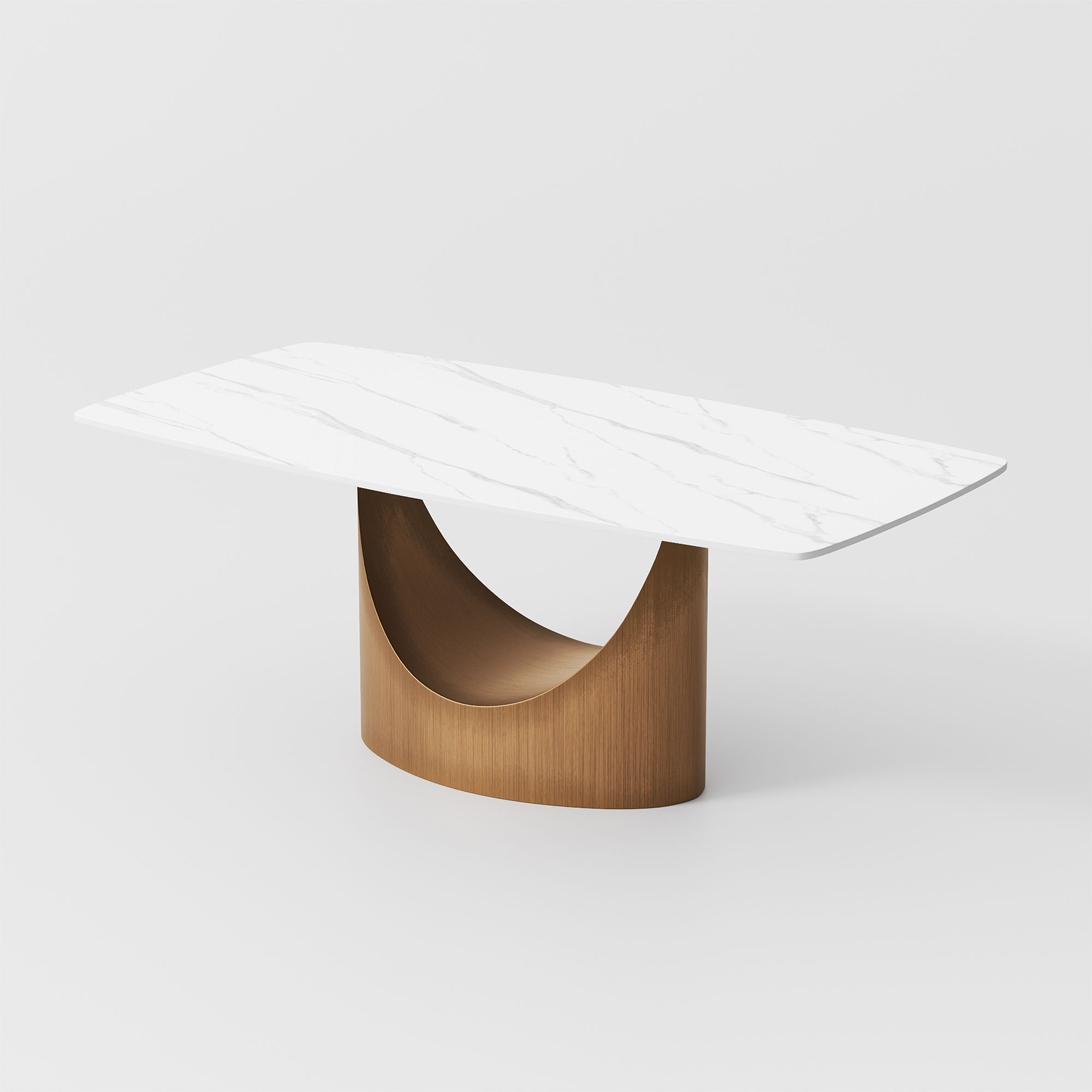 Metal Base Matte White Sintered Stone Dining Tables