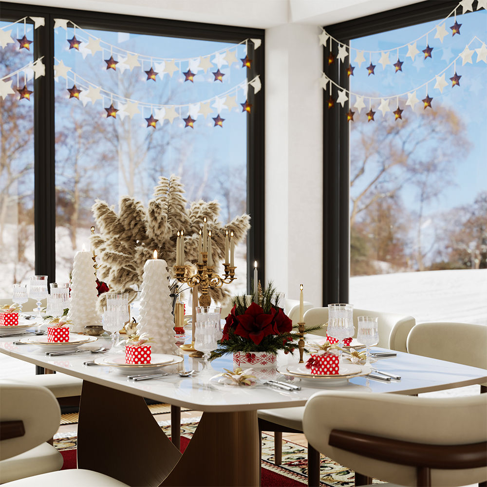 Metal Base Matte White Sintered Stone Dining Tables