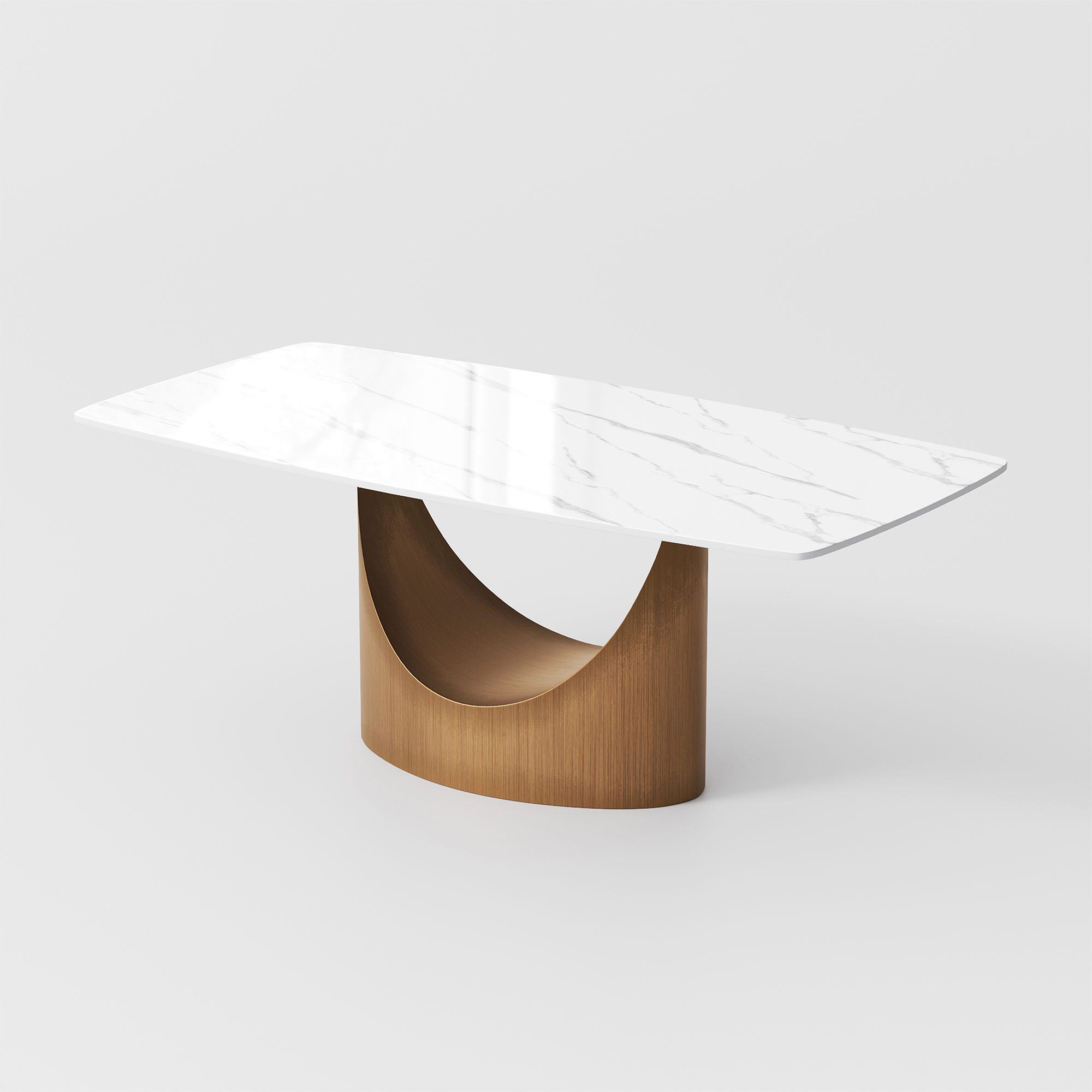 Modern Minimalist Glossy White Sintered Stone Dining Tables
