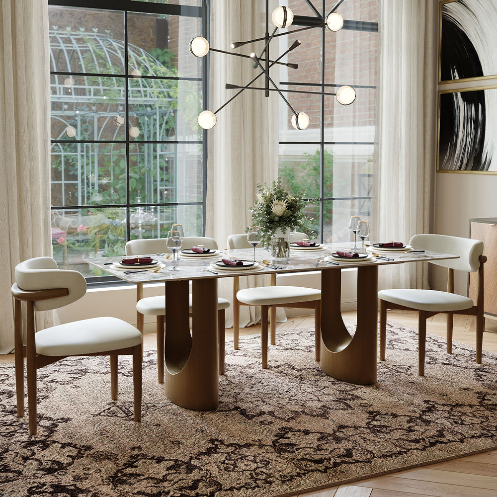 Partly Assemble Pandora Glossy Sintered Stone Dining Tables