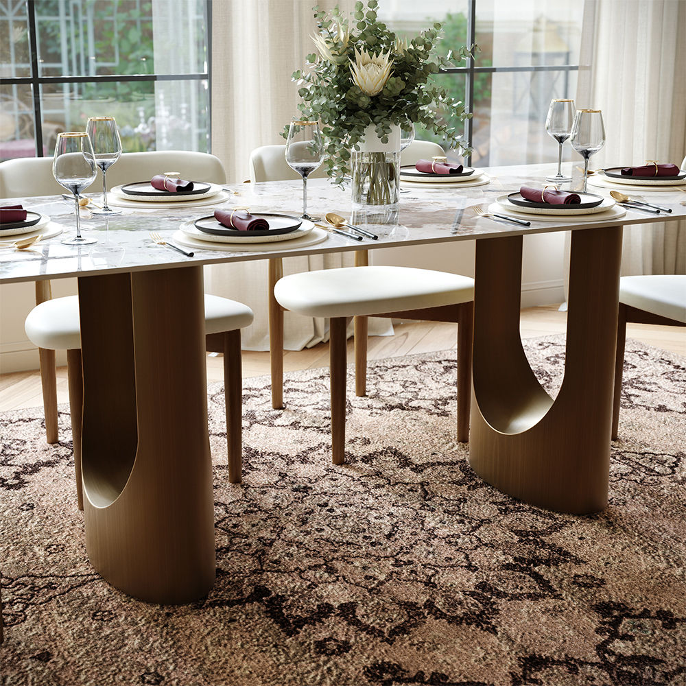 Partly Assemble Pandora Glossy Sintered Stone Dining Tables