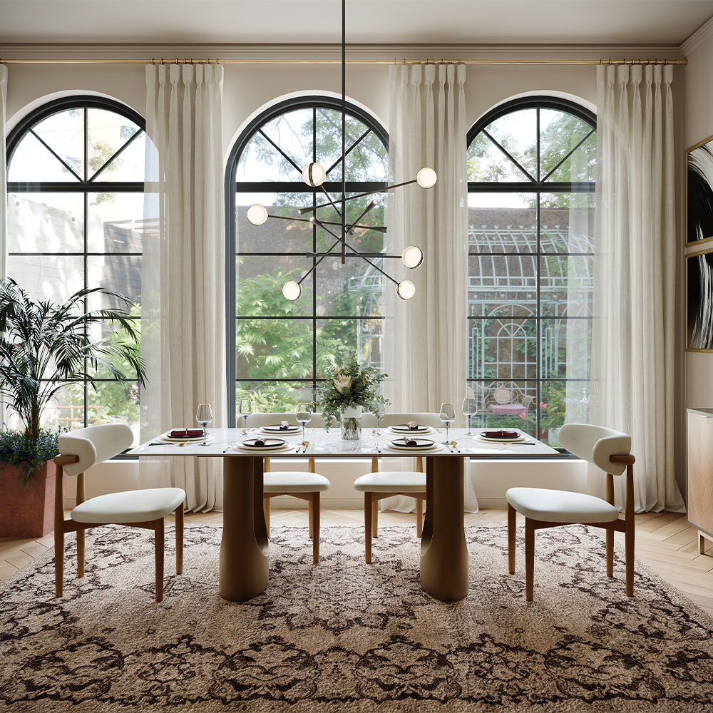 Modern Minimalist White Glossy Sintered Stone Dining Tables