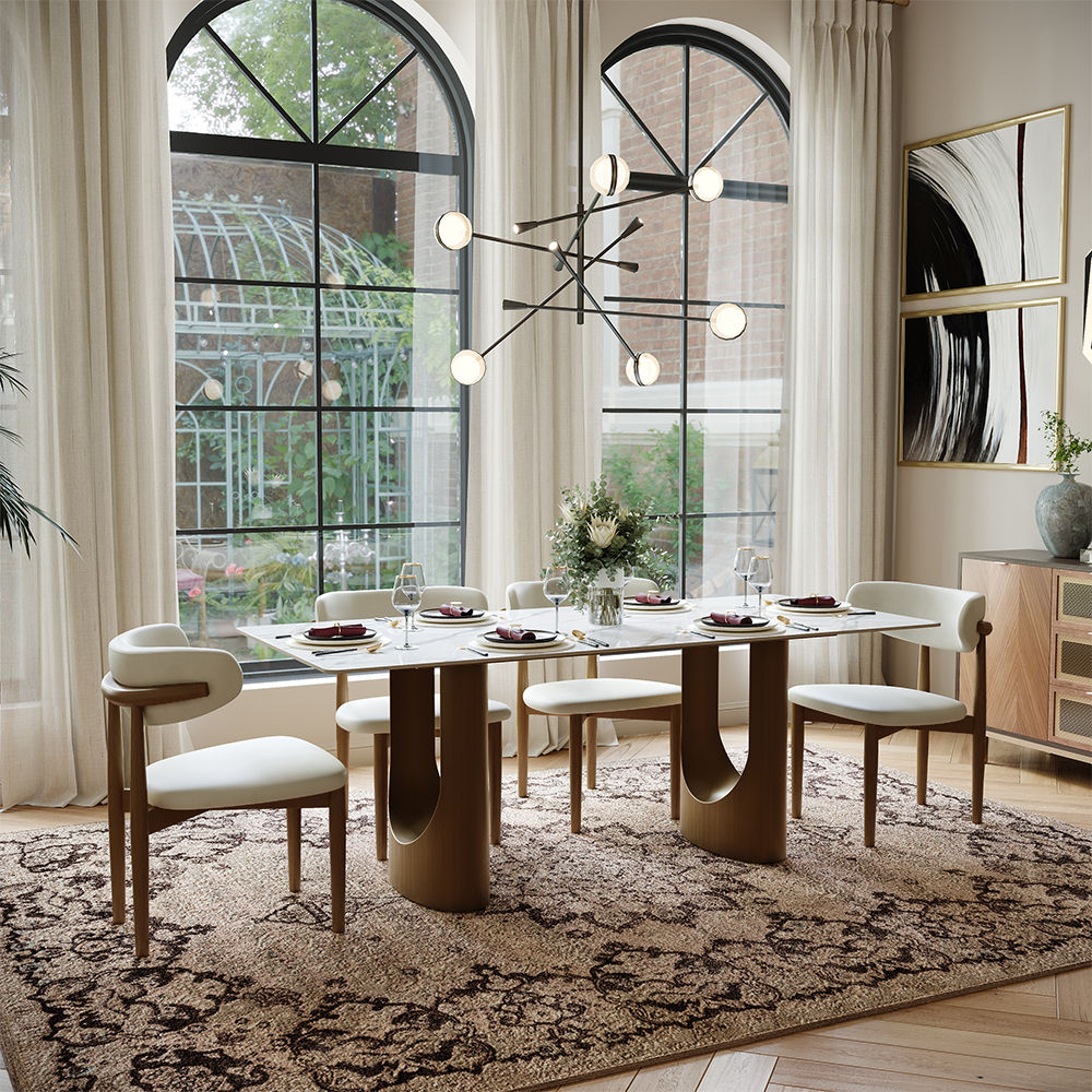 Modern Minimalist White Glossy Sintered Stone Dining Tables