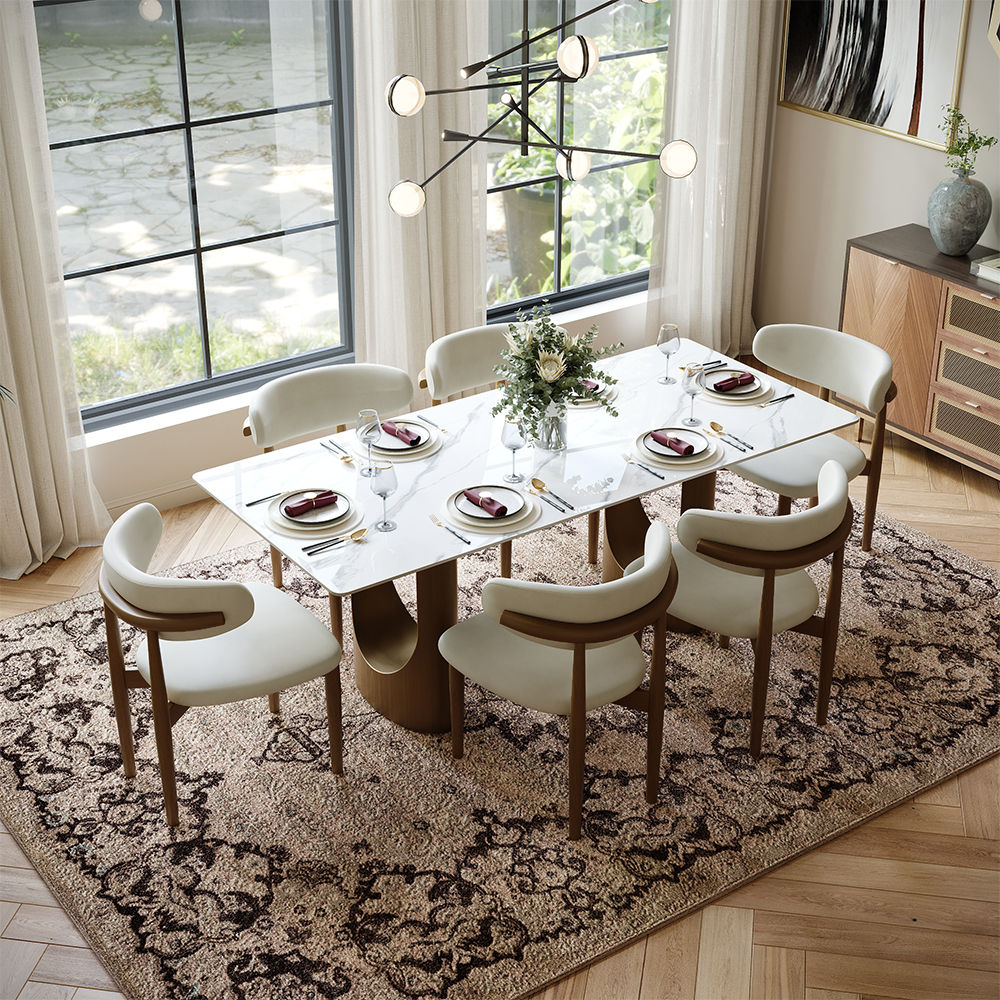 Sintered Stone White Glossy Sintered Stone Dining Tables