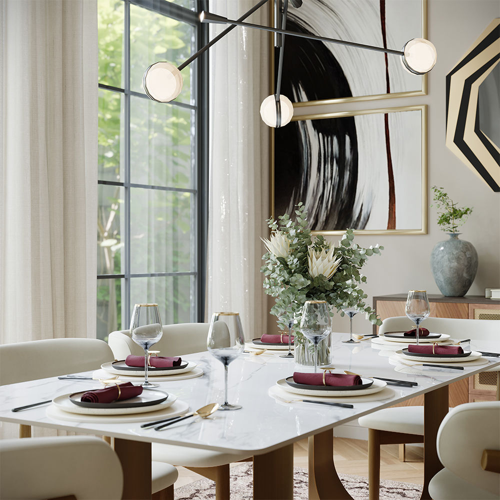 Modern Minimalist White Glossy Sintered Stone Dining Tables