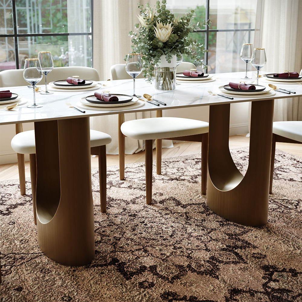 Sintered Stone White Glossy Sintered Stone Dining Tables